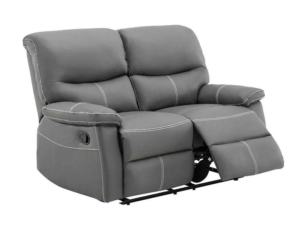 Conjunto De Sofá*Vente-unique Sofás De 3+2 Lugares Articulados Em Pele Sintética Cinza - Canby
