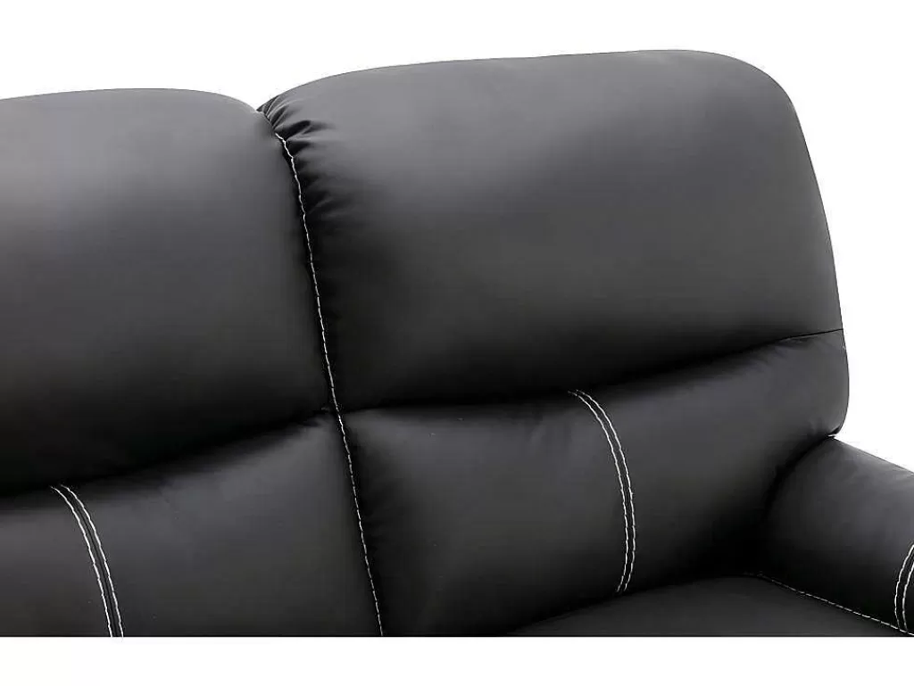 Conjunto Sofá E Poltrona*Vente-unique Sofás De 3 + 2 Lugares E Poltrona Articulados Em Pele Sintética Cor Preto - Canby