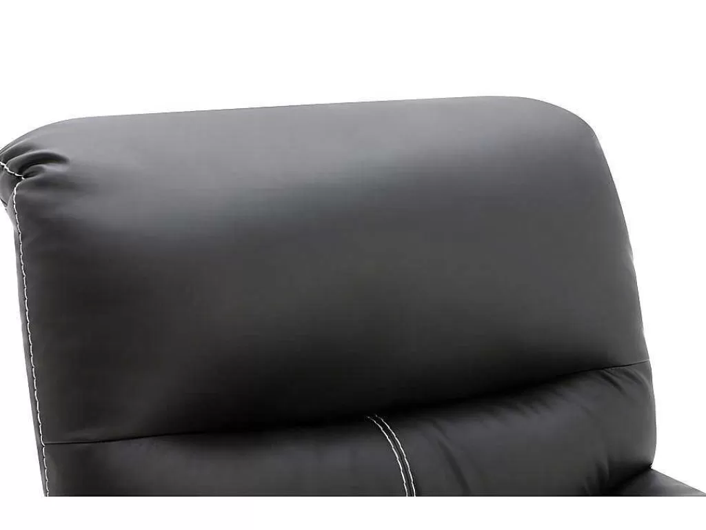 Conjunto Sofá E Poltrona*Vente-unique Sofás De 3 + 2 Lugares E Poltrona Articulados Em Pele Sintética Cor Preto - Canby