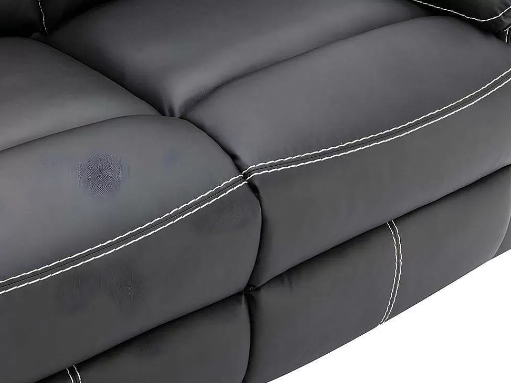 Conjunto De Sofá*Vente-unique Sofás De 3 + 2 Lugares Relax Em Pele Sintética Cor Preto - Canby