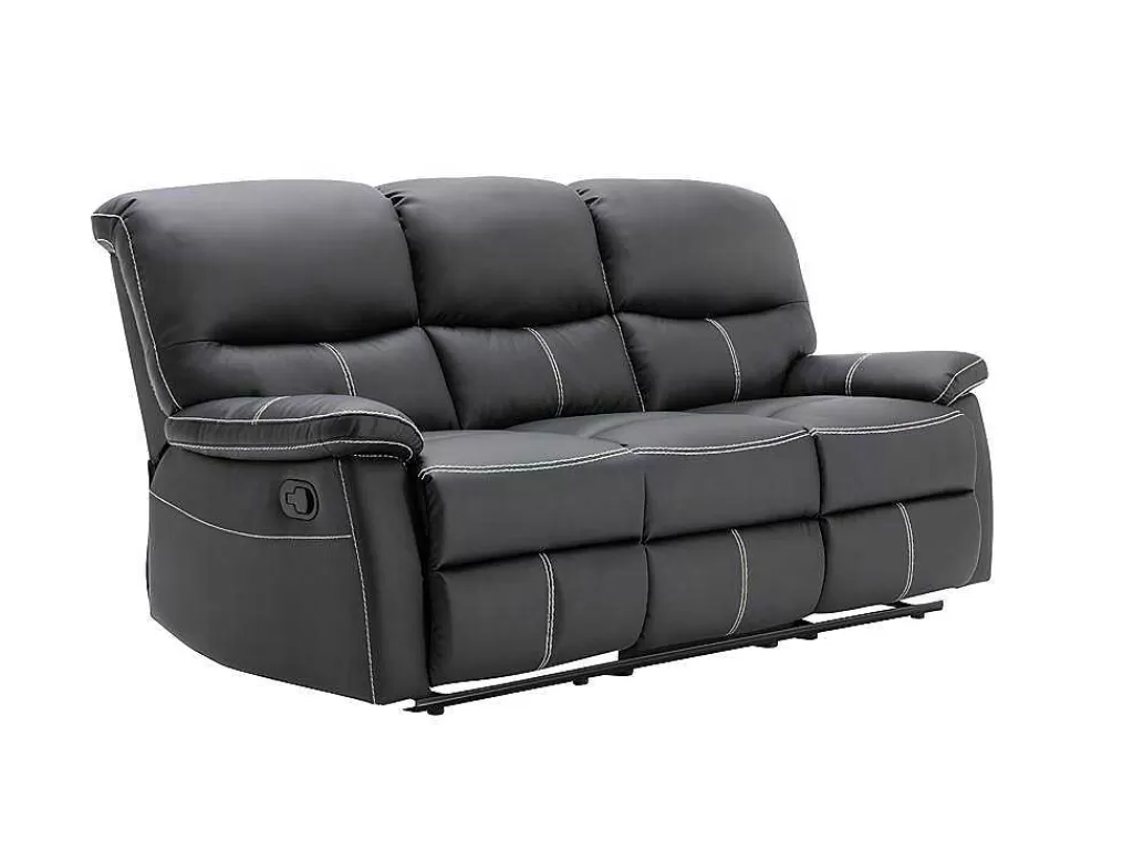 Conjunto De Sofá*Vente-unique Sofás De 3 + 2 Lugares Relax Em Pele Sintética Cor Preto - Canby