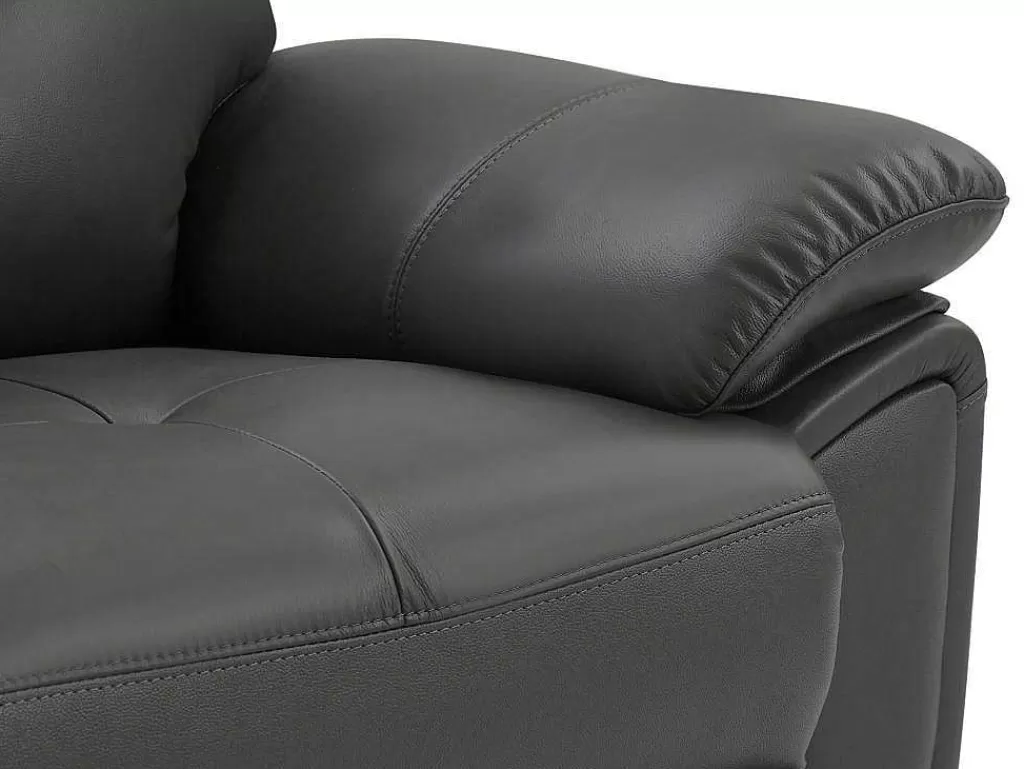 Conjunto De Sofá*Vente-unique Sofás De 3 Lugares E De 2 Lugares Articulados Em Pele Cinzento - Vineta