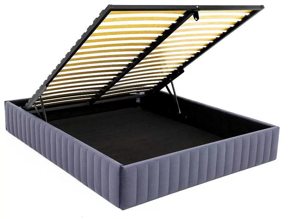 Sommier*Ysmée Sommier Com Arrumação 140 X 190 Cm Em Veludo Cinzento - Sethi Da Dreamea