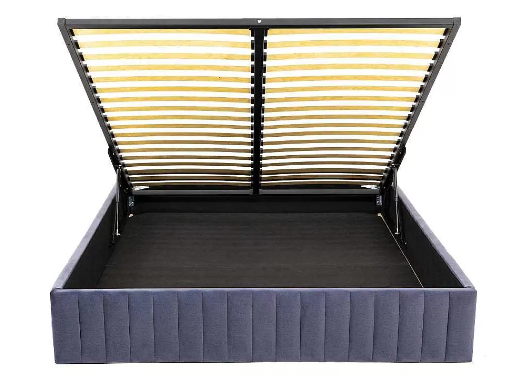 Sommier*Ysmée Sommier Com Arrumação 140 X 190 Cm Em Veludo Cinzento - Sethi Da Dreamea