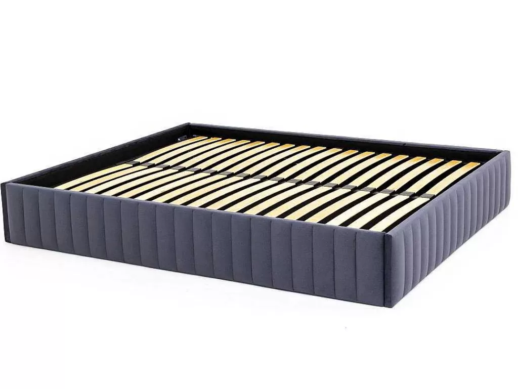 Sommier*Ysmée Sommier Com Arrumação 140 X 190 Cm Em Veludo Cinzento - Sethi Da Dreamea