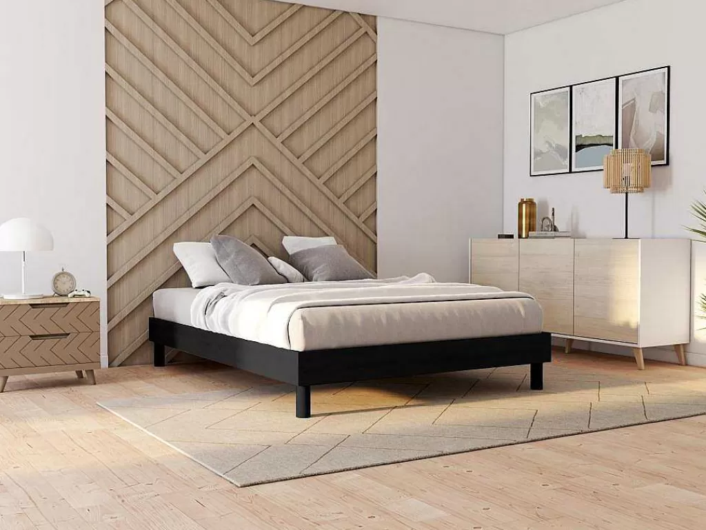 Sommier*DREAMEA Sommier De Ripas 140 X 190 Cm Em Preto - Michigan Da