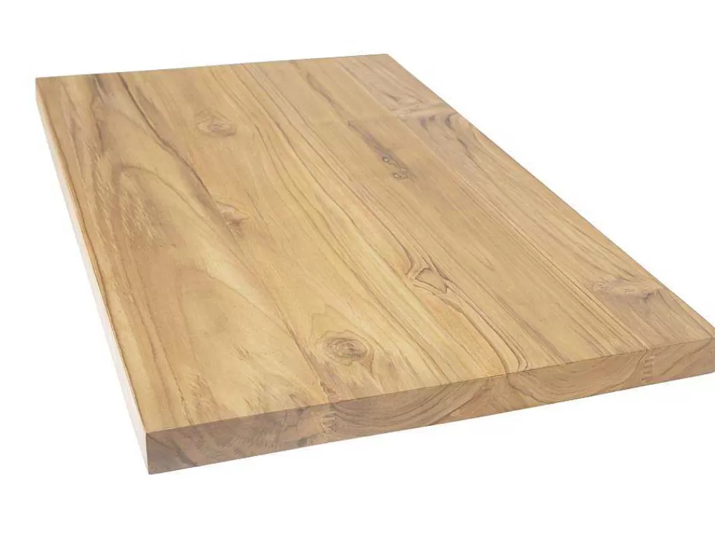 Móvel De Parede Para Casa De Banho*Vente-unique Suporte Suspenso Em Teca Clara Com Esquadros De Fixacao Brancos De 80 X 50 Cm - Sukawati