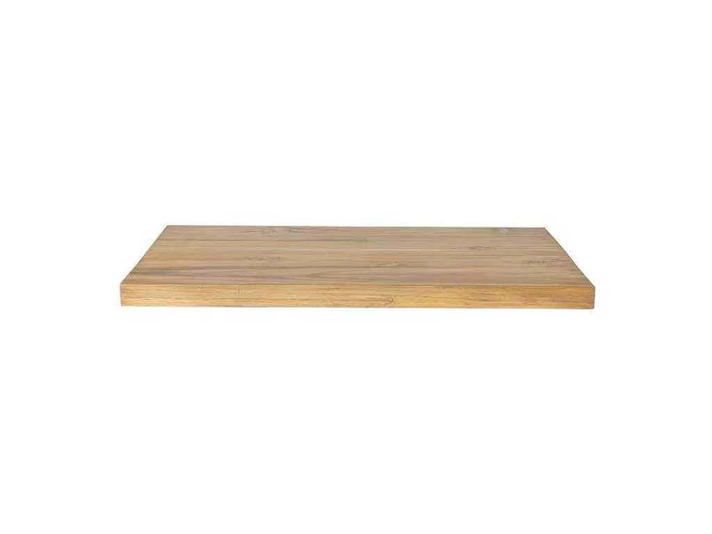 Móvel De Parede Para Casa De Banho*Vente-unique Suporte Suspenso Em Teca Clara Com Esquadros De Fixacao Brancos De 80 X 50 Cm - Sukawati