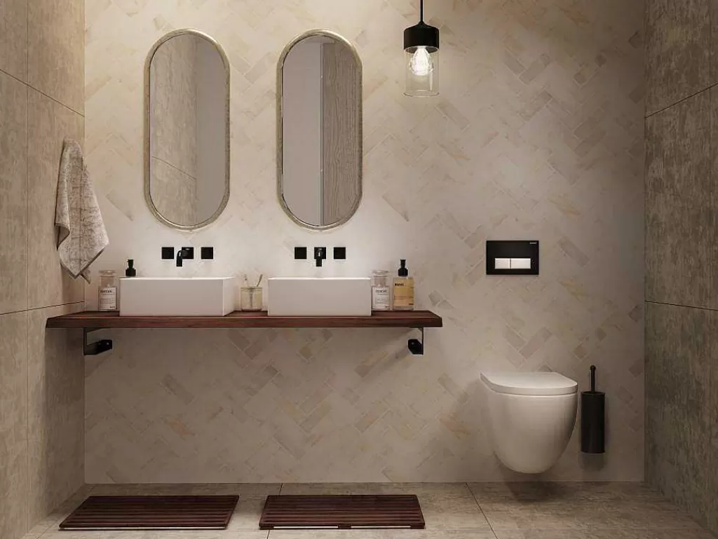 Móvel De Parede Para Casa De Banho*Vente-unique Suporte Suspenso Em Teca Escura Com Esquadros De Fixacao Pretos E Lavatório Duplo De 150 X 50 Cm - Sukawati
