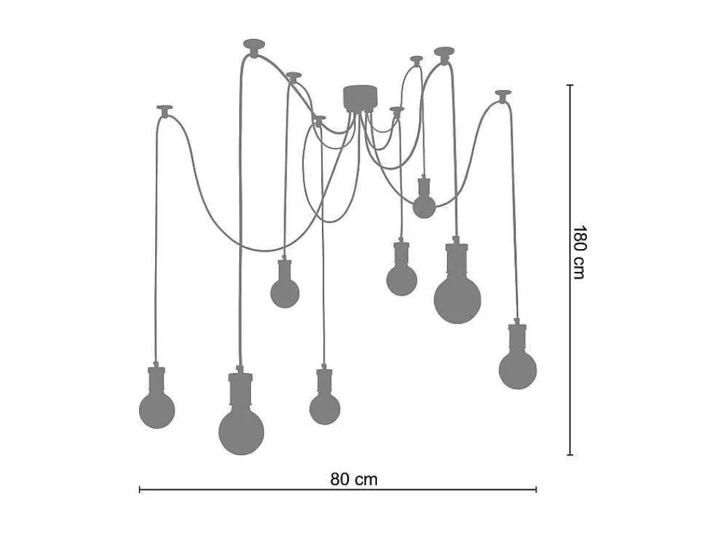 Lustre*TOSEL Suspensao Krake Tecido Quadrado Cinza D17 X H80 Cm