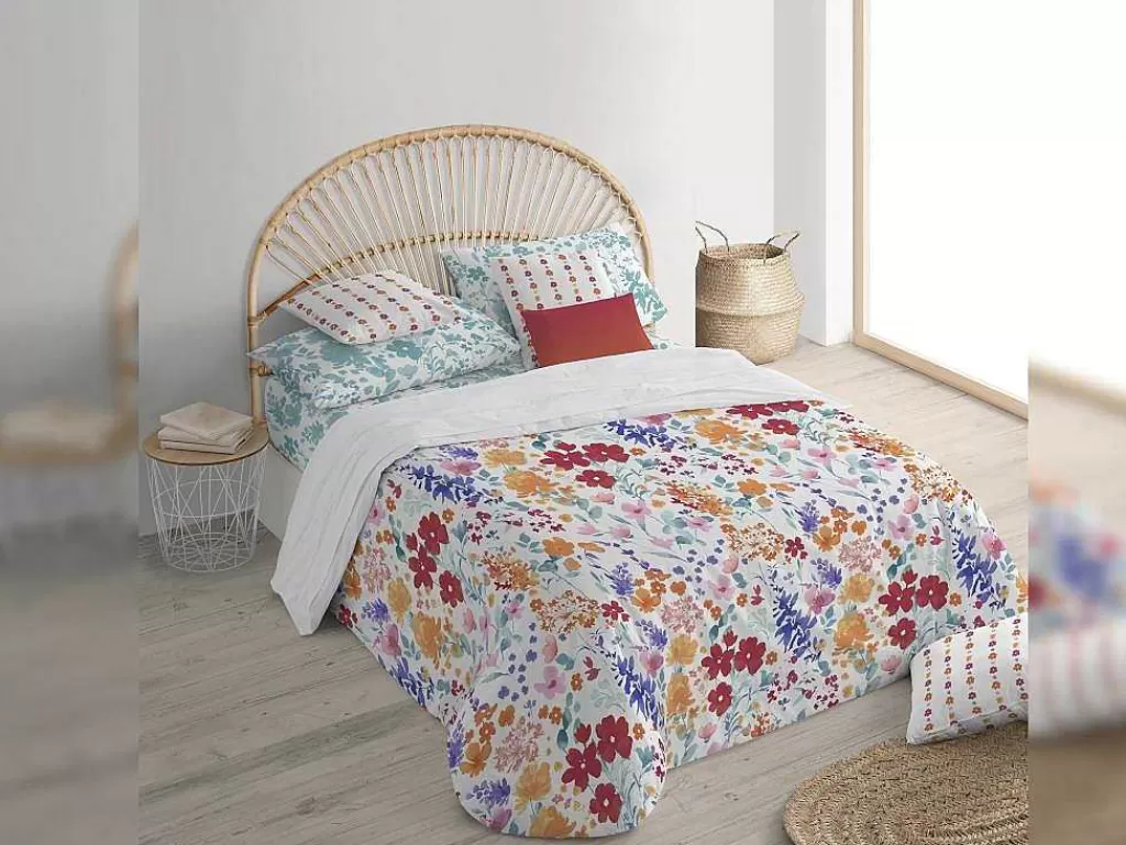 Roupa De Cama*Purline Taie D'Oreiller 100% Coton 1 Piece Blanc A Fleurs Bleues 45X110