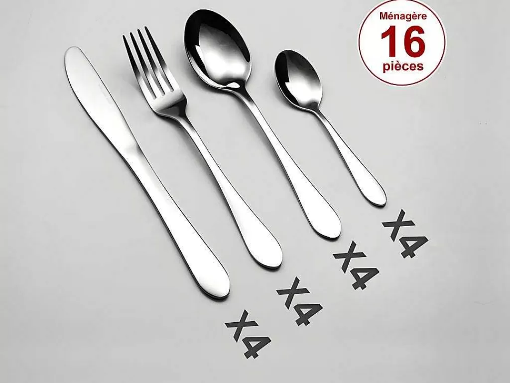 Louça E Utensílios De Cozinha*OZAIA Talheres 16 Pecas Em Inox Tradi - Acabamento Espelhado - Cor Prata