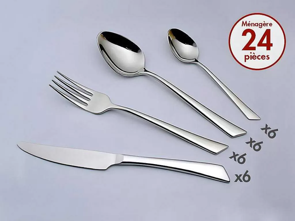 Louça E Utensílios De Cozinha*OZAIA Talheres 24 Pecas Em Inox Grazia - Acabamento Espelhado - Cor Prata