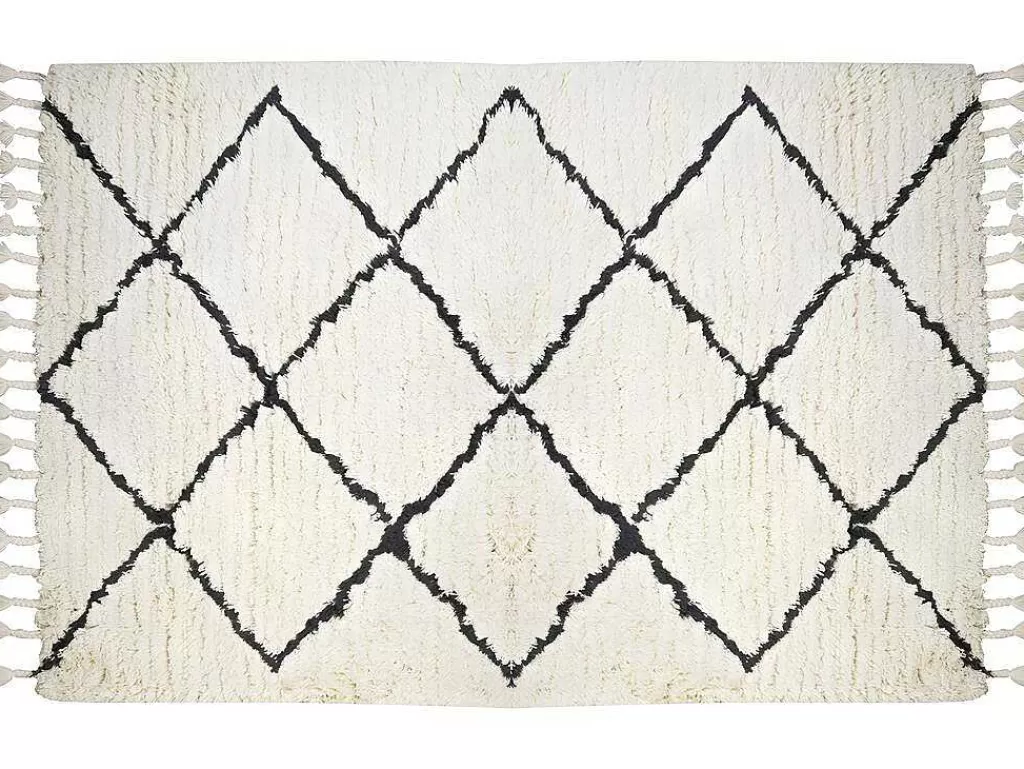 Tapete De Sala*OZAIA Tapete As Riscas 100% La - 120X170 Cm Bege E Preto Marcus