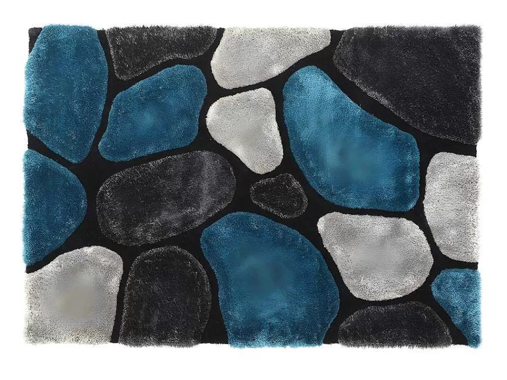 Tapete De Sala*OZAIA Tapete Com Pelo Pietra Turquesa E Cinzento - Poliester - 120 X 170 Cm