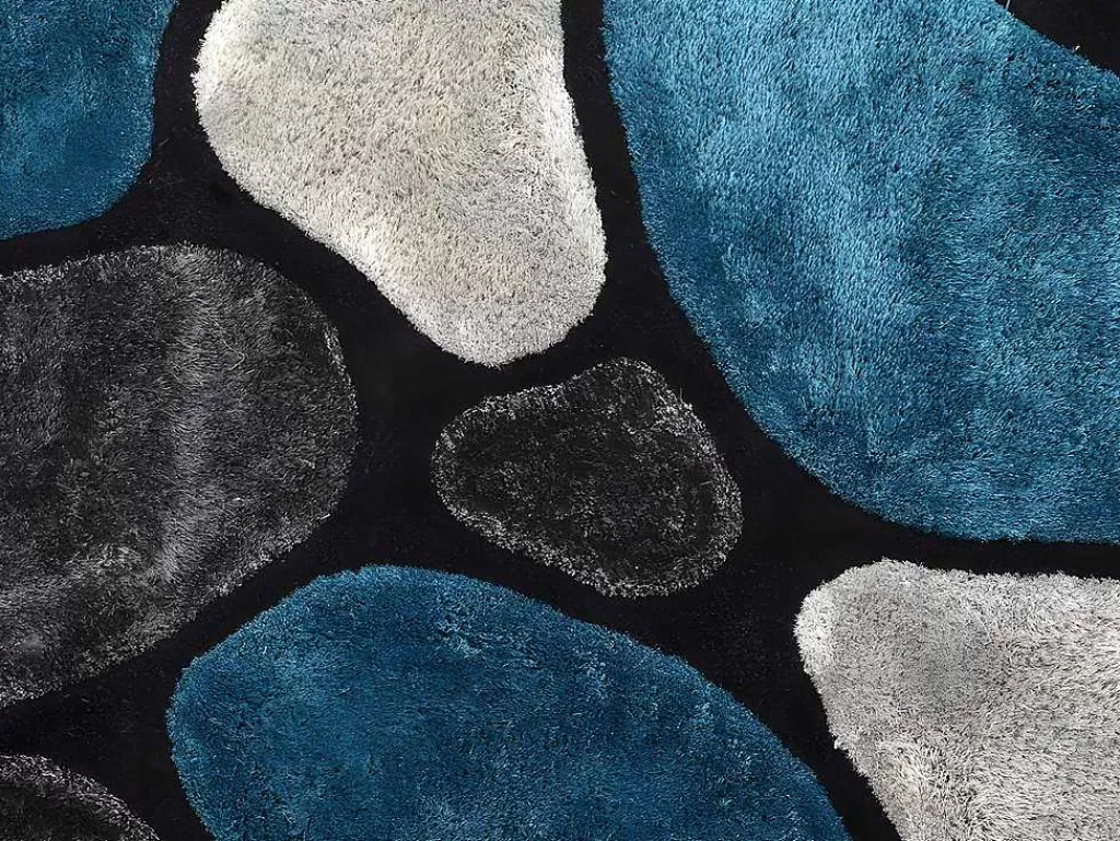 Tapete De Sala*OZAIA Tapete Com Pelo Pietra Turquesa E Cinzento - Poliester - 140 X 200 Cm