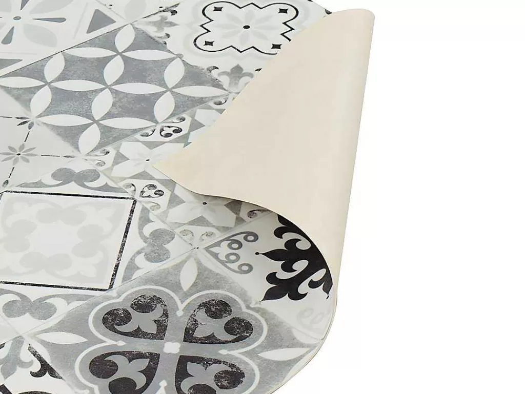 Tapetes De Corredor*OZAIA Tapete De Corredor Em Vinil Efeito Mosaico Hidraulico Mosai - 66X160 Cm - Preto E Branco