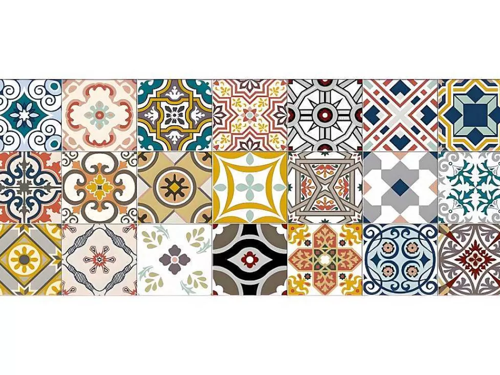 Tapetes De Corredor*OZAIA Tapete De Corredor Em Vinil Efeito Mosaico Hidraulico Rica - 66X160 Cm - Multicolor
