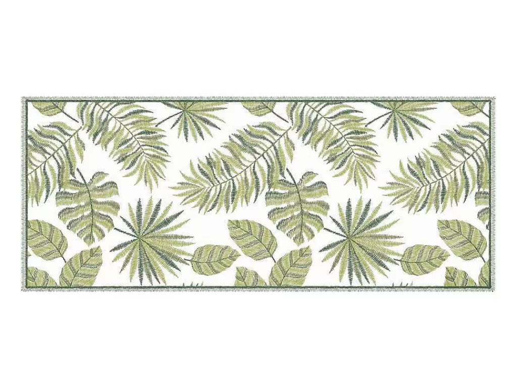 Tapetes De Corredor*OZAIA Tapete De Corredor Em Vinil Motivo Tropical 66X160 Cm Verde E Branco - Tropicala