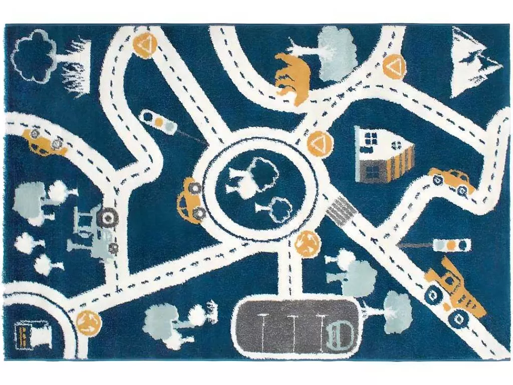Tapete De Criança*OZAIA Tapete De Criança 100 X 150 Cm Em Polipropileno Azul, Bege E Amarelo - Roady