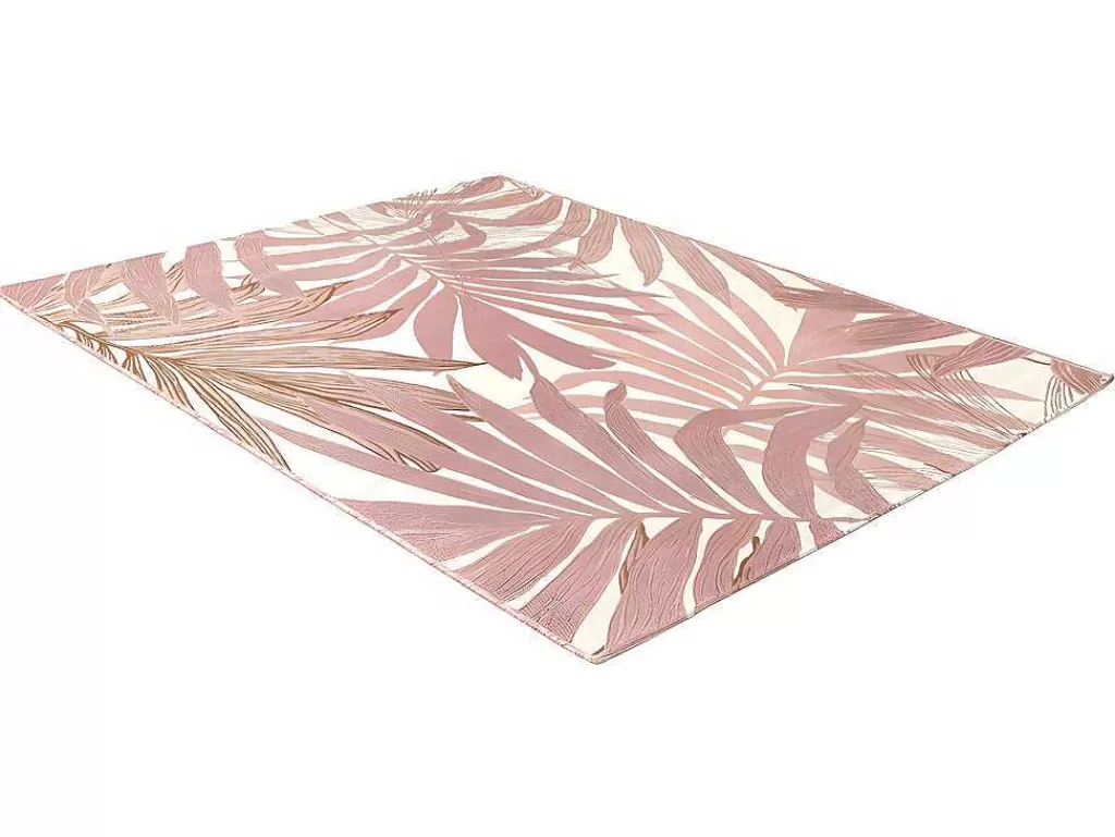 Decoração De Jardim*OZAIA Tapete De Interior Ou De Exterior Etnico Motivos Folhas 150 X 200 Cm Cor-De-Rosa - Roceta