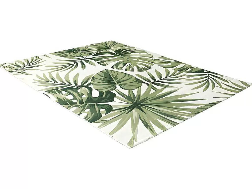 Decoração De Jardim*OZAIA Tapete De Interior Ou De Exterior Etnico Motivos Folhas 150 X 200 Cm Verde - Palmo