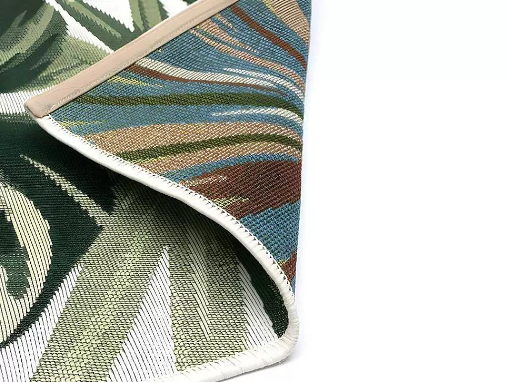Decoração De Jardim*OZAIA Tapete De Interior Ou De Exterior Etnico Motivos Folhas 150 X 200 Cm Verde - Palmo
