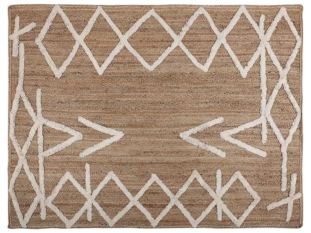 Tapete De Sala*OZAIA Tapete Em Juta E Algodao Tecido A Mão De 160 X 230 Cm Cor Natural E Branco - Garland