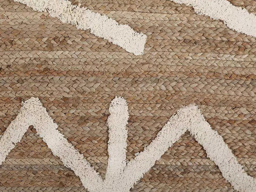 Tapete De Sala*OZAIA Tapete Em Juta E Algodao Tecido A Mão De 160 X 230 Cm Cor Natural E Branco - Garland