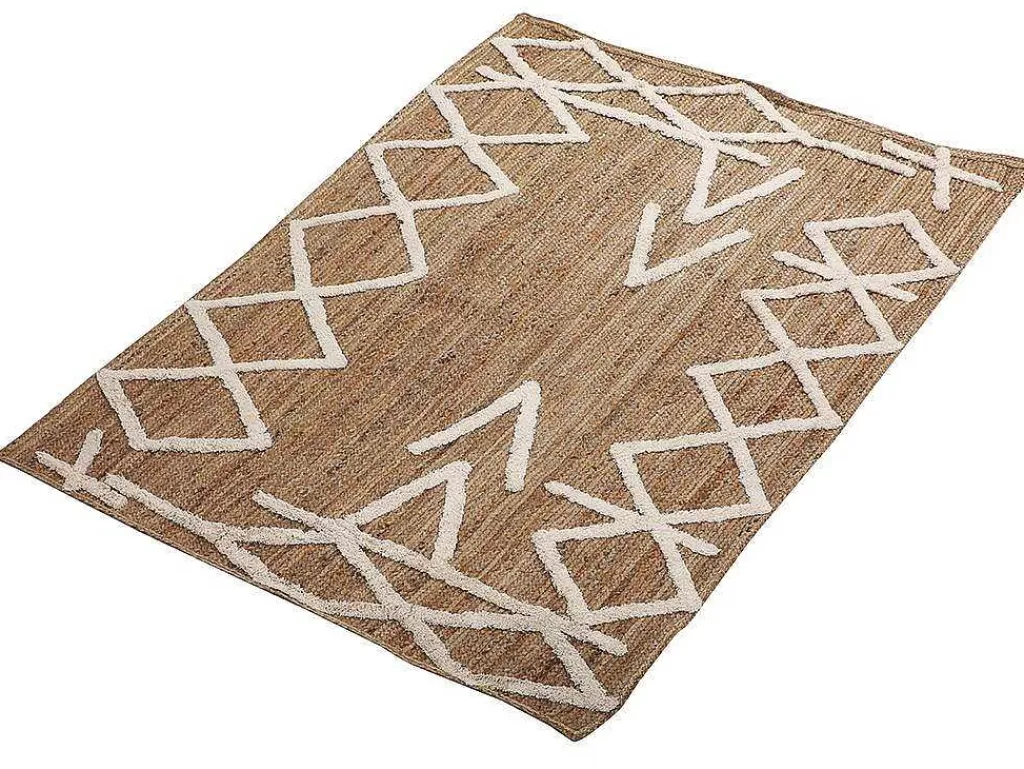 Tapete De Sala*OZAIA Tapete Em Juta E Algodao Tecido A Mão De 160 X 230 Cm Cor Natural E Branco - Garland