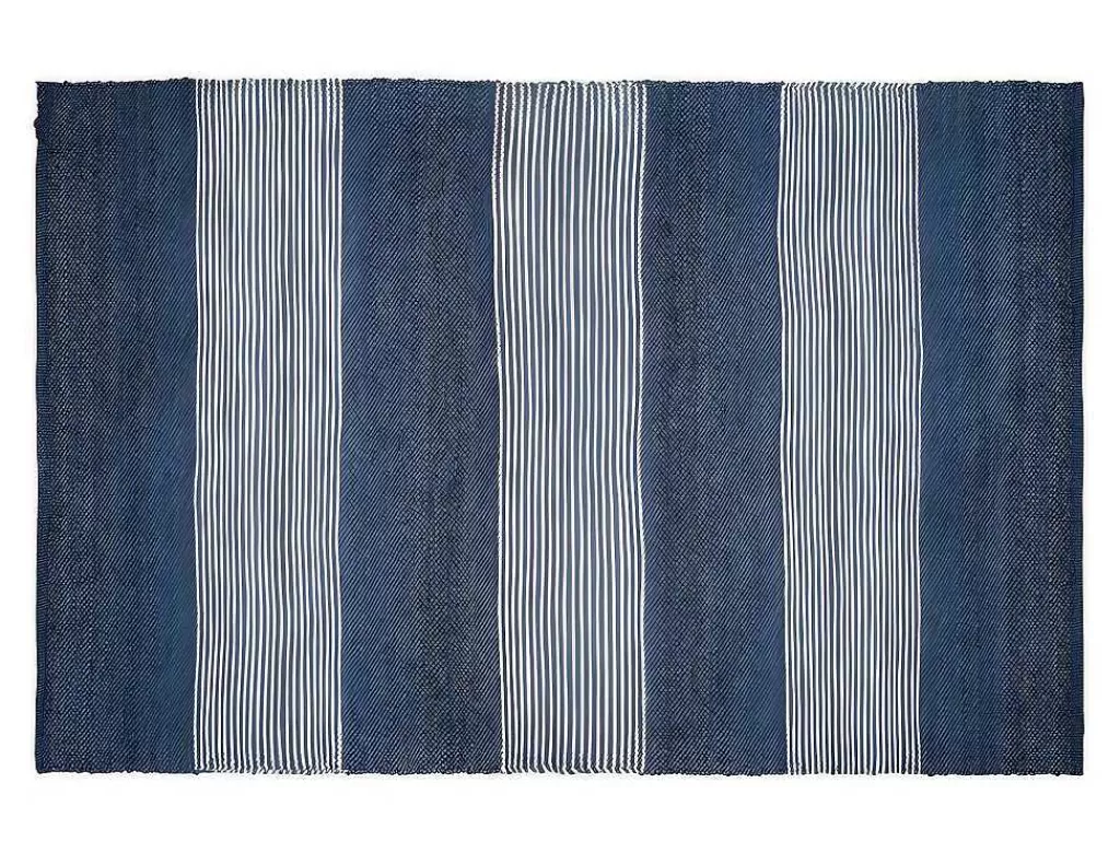 Tapete De Sala*OZAIA Tapete Em Juta Tecida A Mão De 200 X 290 Cm Cor Azul-Marinho E Branco - Kochi