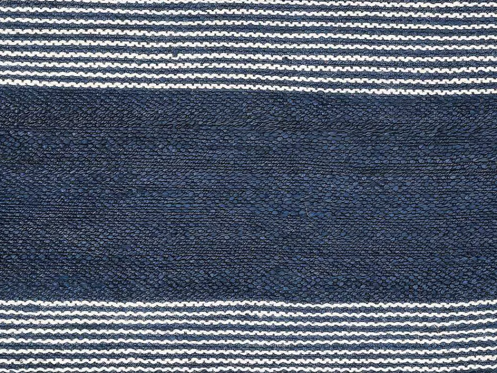Tapete De Sala*OZAIA Tapete Em Juta Tecida A Mão De 200 X 290 Cm Cor Azul-Marinho E Branco - Kochi