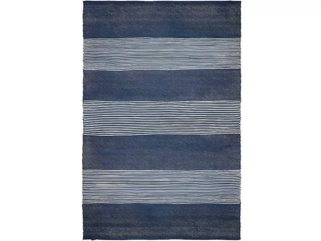 Tapete De Sala*OZAIA Tapete Em Juta Tecida A Mão De 200 X 290 Cm Cor Azul-Marinho E Branco - Kochi
