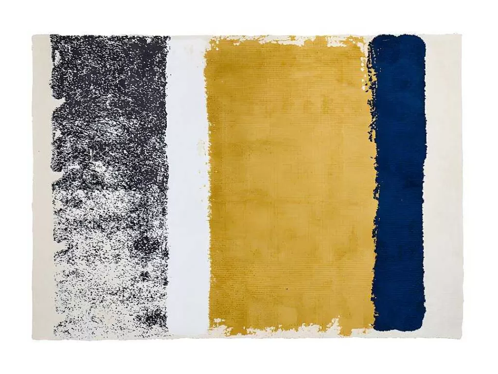 Tapete De Sala*OZAIA Tapete Em Poliester De 200 X 290 Cm Cor Amarelo Mostarda, Azul-Marinho E Cinza - Camden