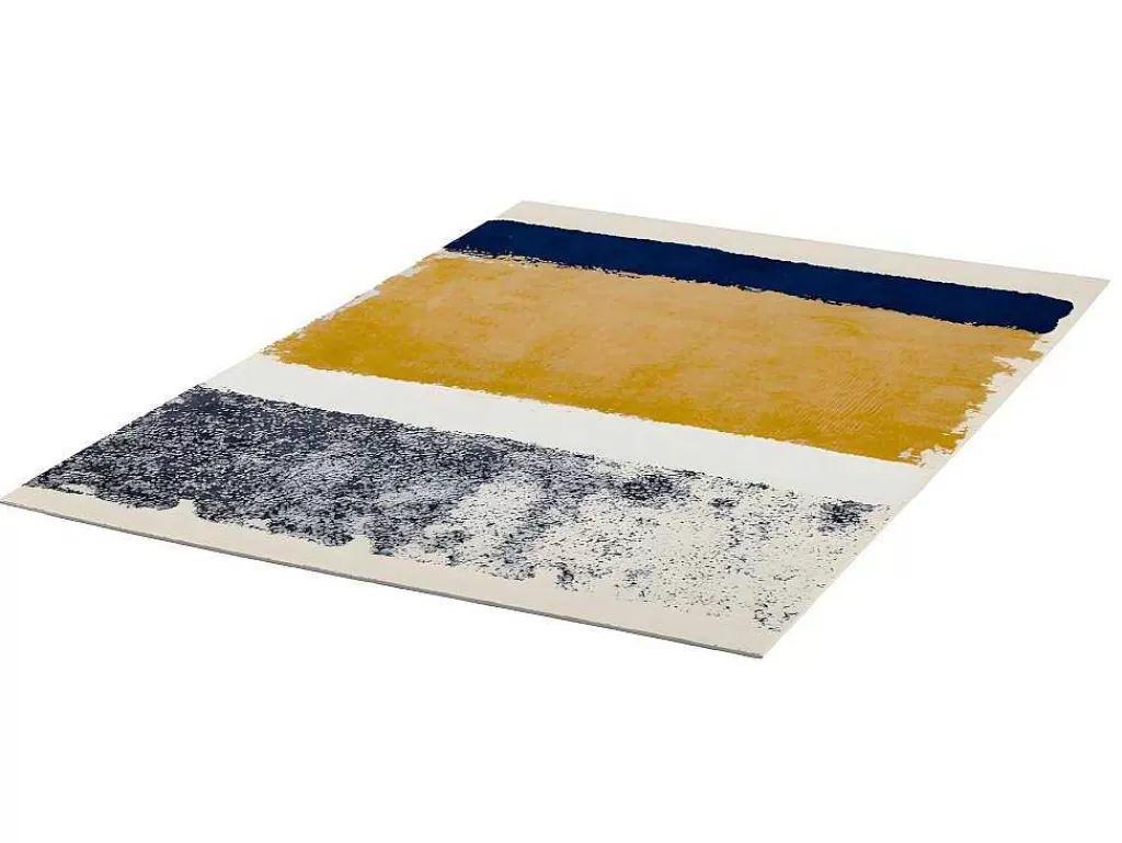 Tapete De Sala*OZAIA Tapete Em Poliester De 200 X 290 Cm Cor Amarelo Mostarda, Azul-Marinho E Cinza - Camden