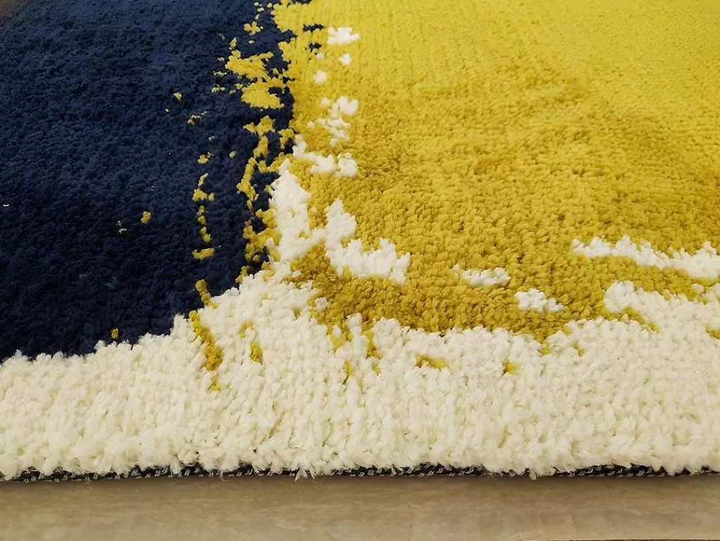 Tapete De Sala*OZAIA Tapete Em Poliester De 200 X 290 Cm Cor Amarelo Mostarda, Azul-Marinho E Cinza - Camden