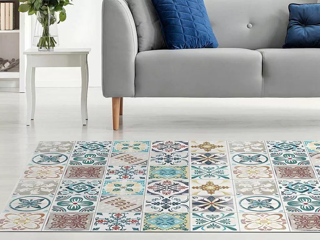 Tapete De Sala*OZAIA Tapete Em Vinil Efeito Azulejo De 120 X 180 Cm Multicolor - Santander