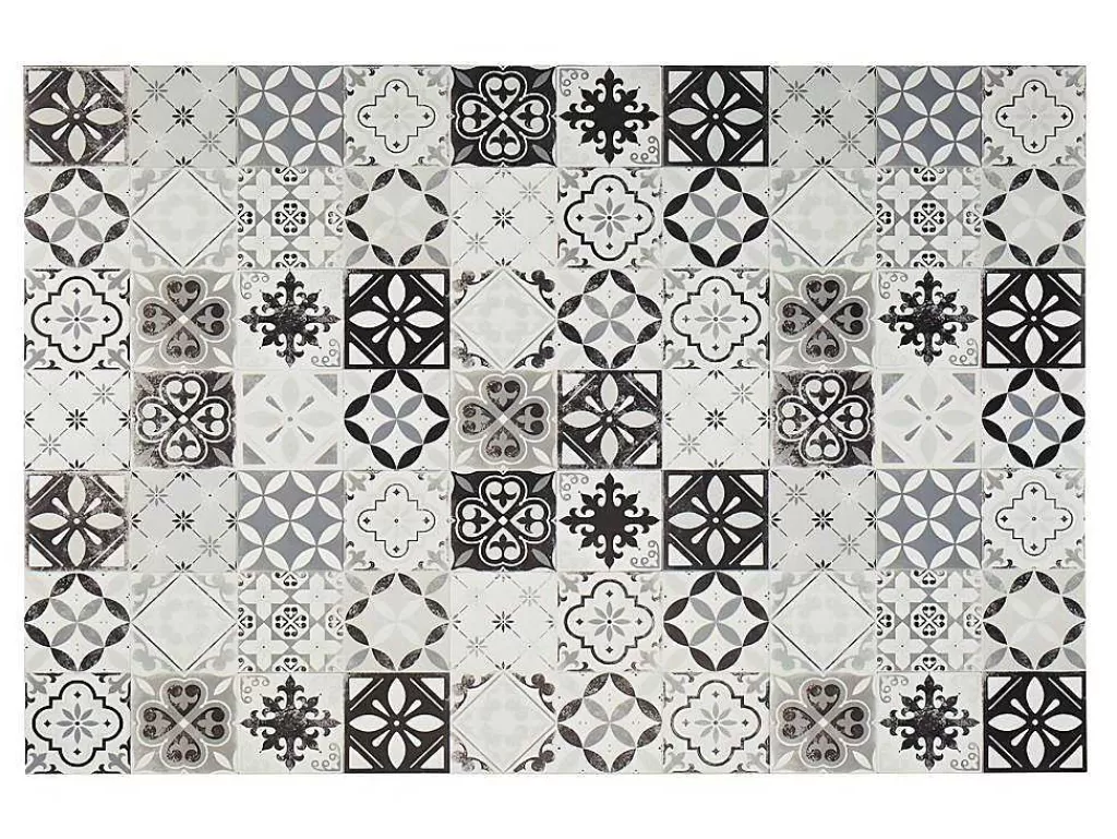Tapete De Sala*OZAIA Tapete Em Vinil Efeito Mosaico Hidraulico Mosai - 120X180 Cm - Preto E Branco