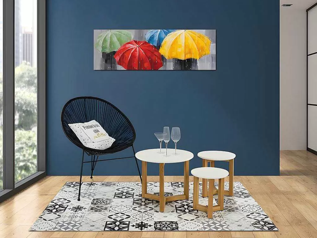 Tapete De Sala*OZAIA Tapete Em Vinil Efeito Mosaico Hidraulico Mosai - 120X180 Cm - Preto E Branco