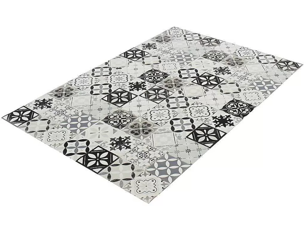 Tapete De Sala*OZAIA Tapete Em Vinil Efeito Mosaico Hidraulico Mosai - 120X180 Cm - Preto E Branco