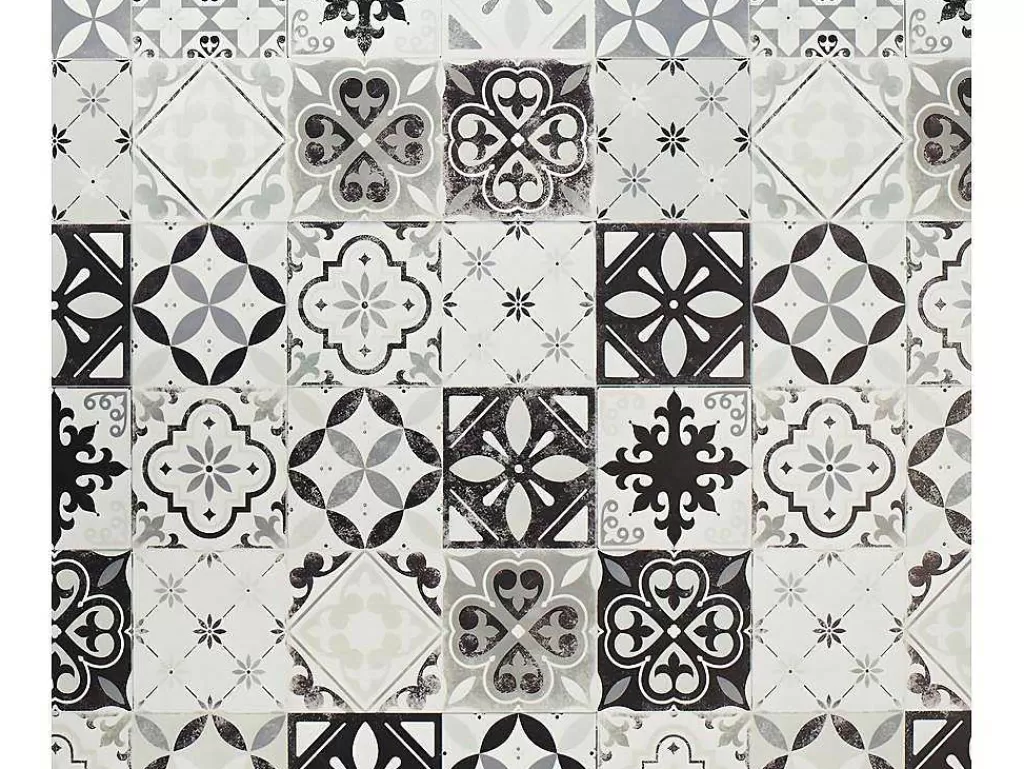 Tapete De Sala*OZAIA Tapete Em Vinil Efeito Mosaico Hidraulico Mosai - 120X180 Cm - Preto E Branco