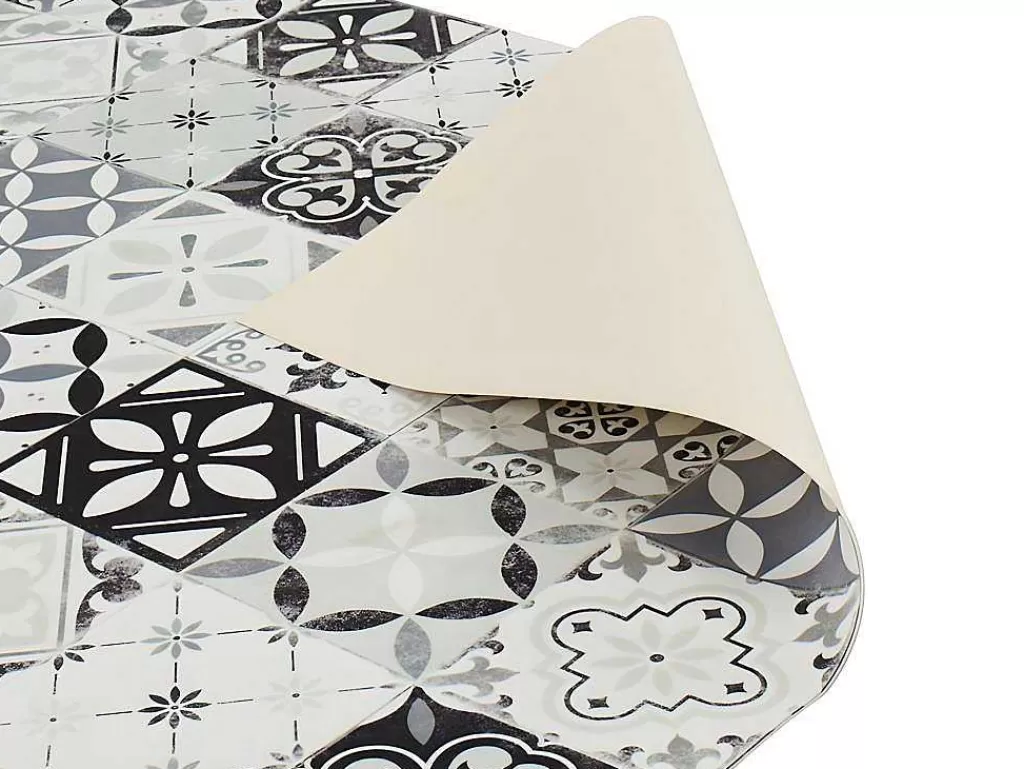 Tapete De Sala*OZAIA Tapete Em Vinil Efeito Mosaico Hidraulico Mosai - 120X180 Cm - Preto E Branco