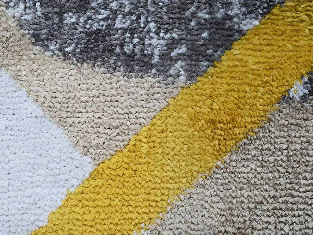 Tapete Grande*OZAIA Tapete Estilo Contemporaneo De 160 X 230 Cm Cor Cinza, Preto E Dourado - Picadilly