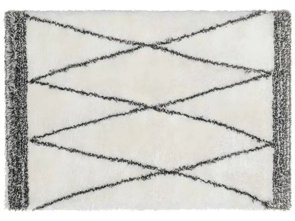 Tapete De Sala*OZAIA Tapete Felpudo 160 X 230 Cm Em Poliester Bege E Cinza Estilo Berbere - Hania