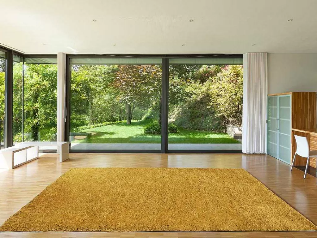 Promoções Decoração*OZAIA Tapete Felpudo De Pelos Compridos 200 X 300 Cm Amarelo Mostarda - Milinio