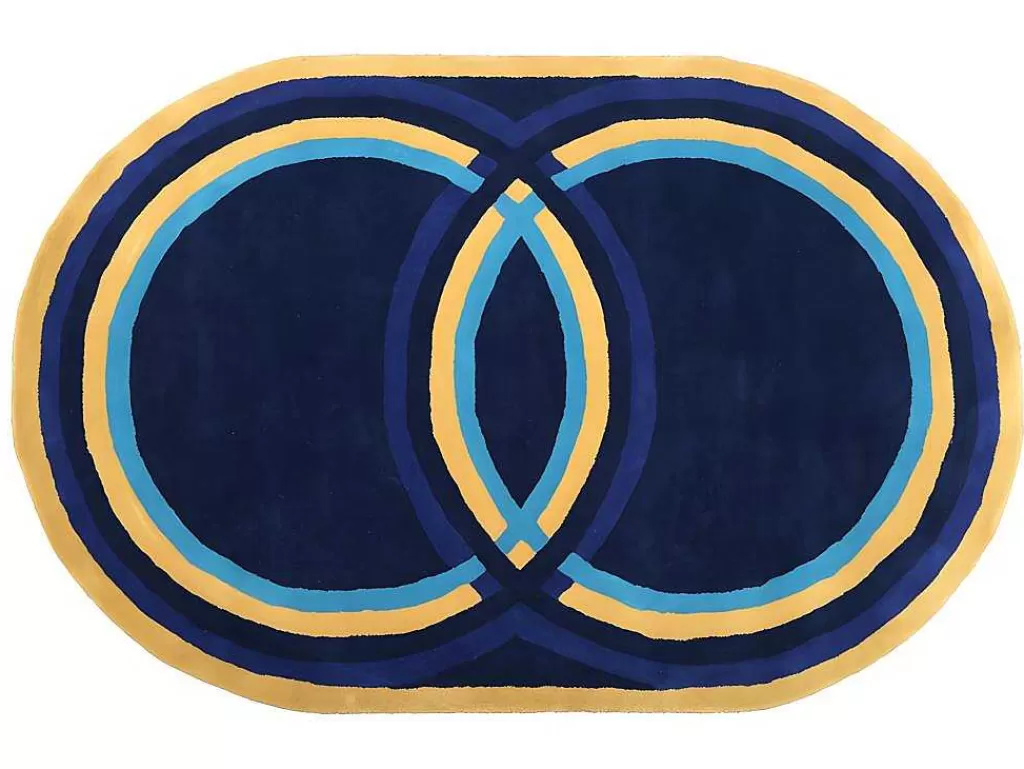 Tapete De Sala*OZAIA Tapete Oval Em La Tufada A Mão De 150 X 230 Cm Cor Azul-Marinho - Komiza