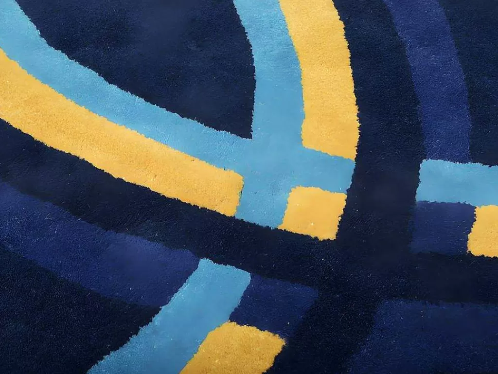 Tapete De Sala*OZAIA Tapete Oval Em La Tufada A Mão De 150 X 230 Cm Cor Azul-Marinho - Komiza