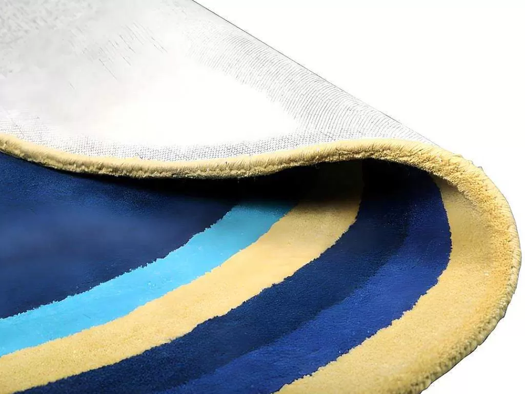 Tapete De Sala*OZAIA Tapete Oval Em La Tufada A Mão De 150 X 230 Cm Cor Azul-Marinho - Komiza