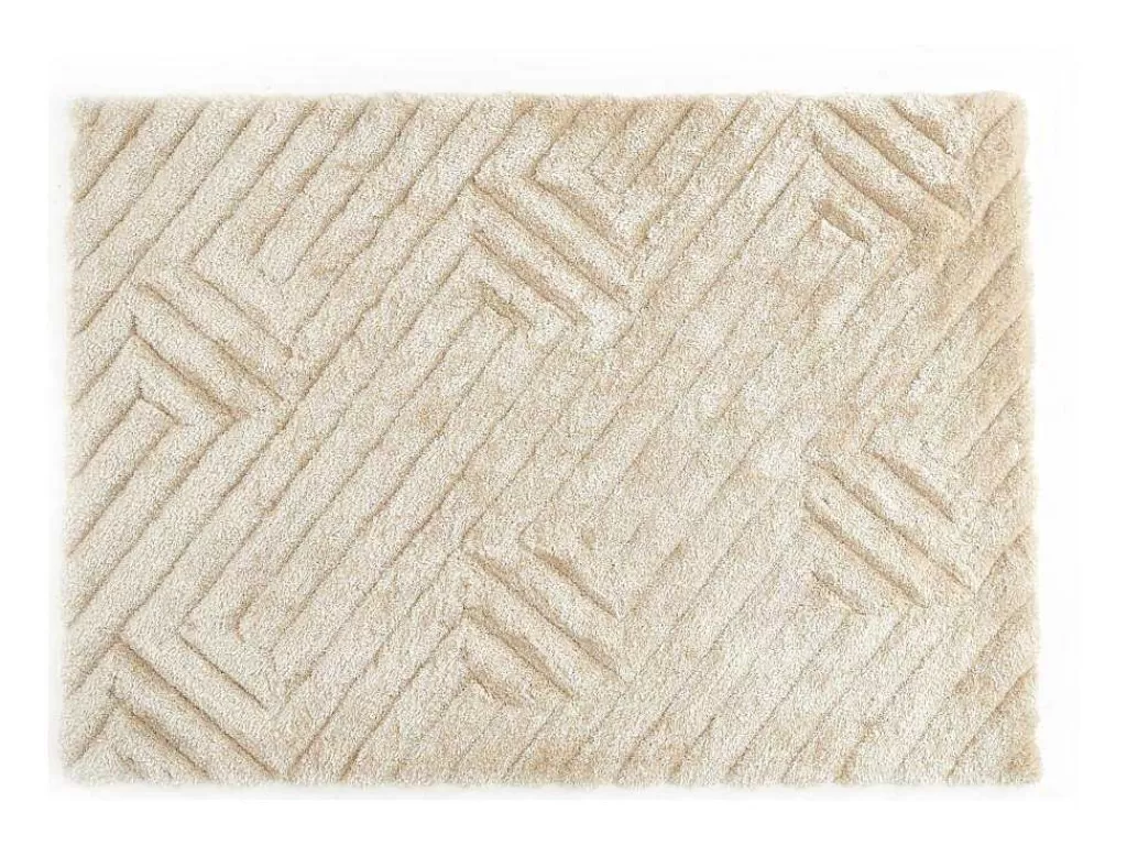 Tapete De Sala*OZAIA Tapete Shaggy De Pelo Comprido Com Relevo 160X230 Cm Branco-Sujo - Maze
