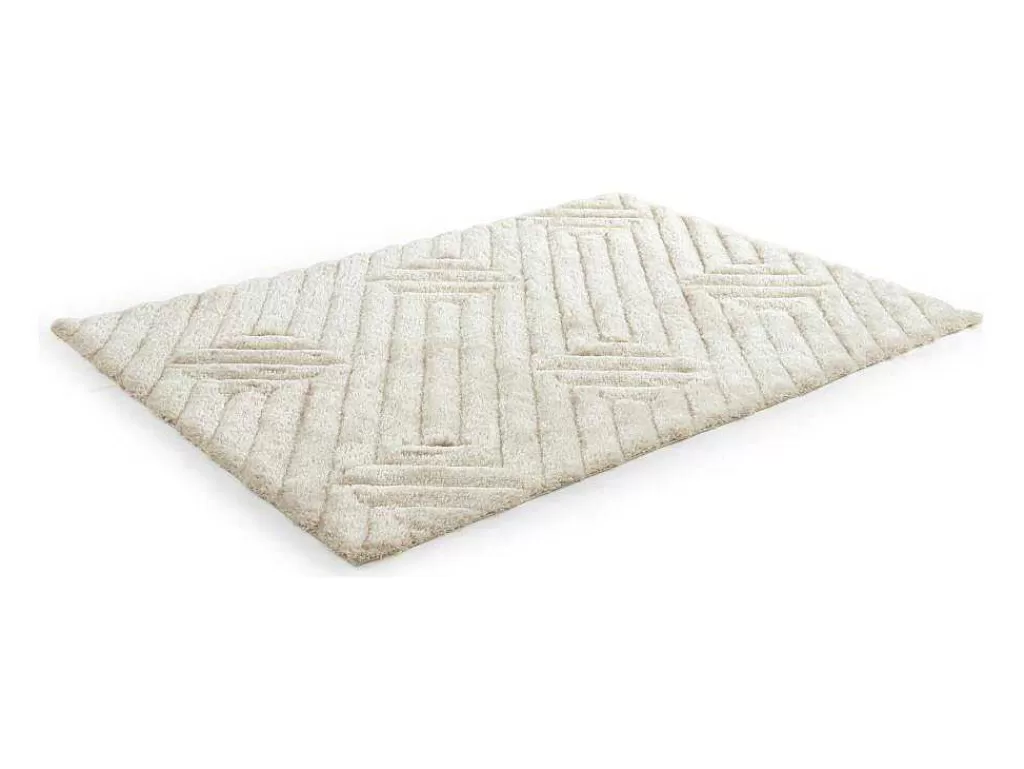 Tapete De Sala*OZAIA Tapete Shaggy De Pelo Comprido Com Relevo 160X230 Cm Branco-Sujo - Maze